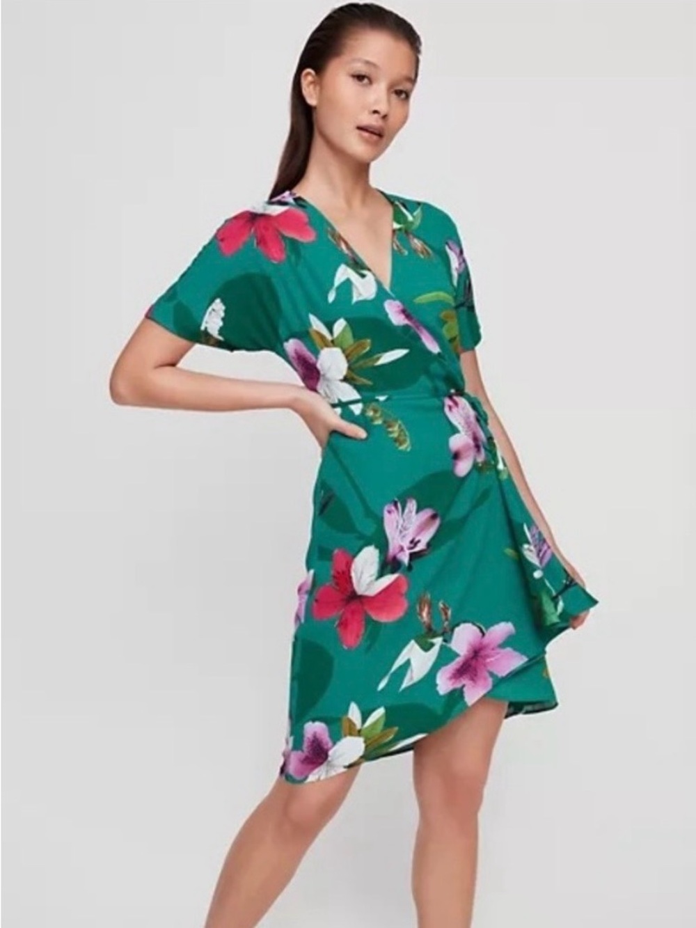 Babaton Wallace Floral Wrap Dress